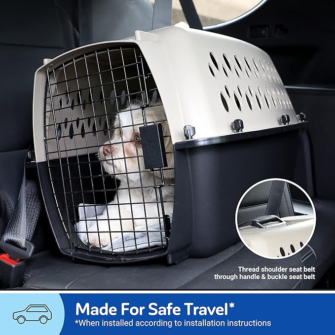 Petmate Vari Dog Kennel, Portable Pet Carrier, Taupe and Black, 28in | Airline Friendly and Made of Durable Plastic, This Pet Crate Works Great for Home and Travel