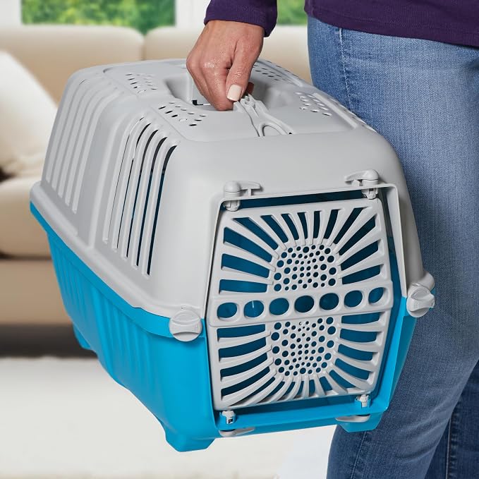 Spree by MidWest 22-Inch Travel Carrier, Blue, Fits Pets up to 12 lbs | Hard-Sided Pet Carrier, Plastic Door, Ventilated Design, Locking Tabs, Easy Assembly