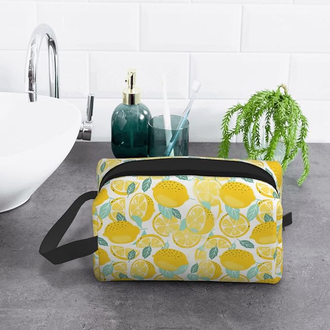 Lemon Makeup Bag - Durable 600D Oxford Fabric Travel Cosmetic Bag, Shockproof Foam Padded Toiletry Organizer for Gym & Daily Use 10x6.2x4.9 Inch