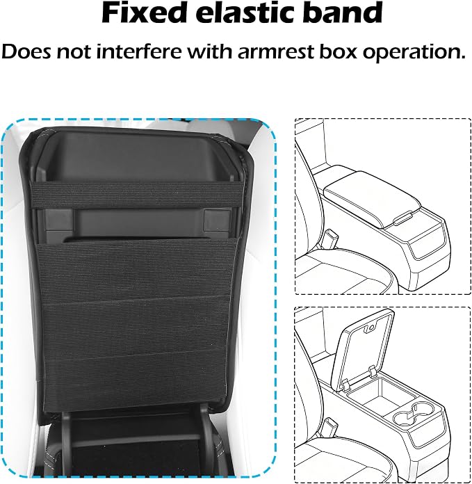 Center Console Leather Armrest Cover Designed for Tesla Model 3 2024-2026 Highland Model Y 2025 2026 Juniper Center Console Accessories for Tesla Model 3/Y Interior Accessories Black
