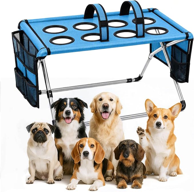 Foldable Dog Grooming Table, Pet Hammock with Stand for Small Dogs & Cats