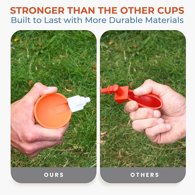 Lil'Clucker Large Automatic Chicken Waterer Cups | Chicken Water Feeder Suitable for Chicks, Duck, Goose, Turkey and Bunny | Poultry Water Feeder Kit (Orange, 12-Pack)