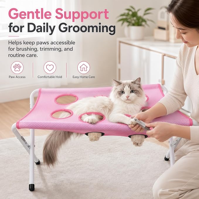2027 New Portable Foldable Pet Shower Holder, Dog Shower Chair (Gray) | Pet Shower Grooming Hammock with Sling, Breathable Mesh Fabric, Foldable Portable for Grooming, Nail Trimming & Bathing