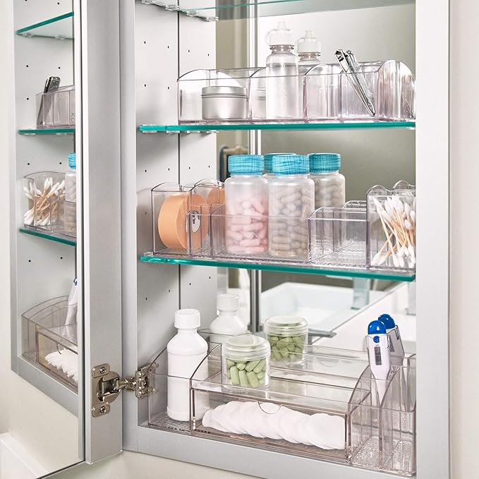 iDesign Medicine Cabinet Organizer - Clear Plastic Bathroom Storage for Vitamins, Makeup, or Toiletries