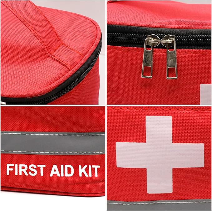 Faylapa Empty First Aid Bag, 10.2x5.5x5.5 inches Portable Outdoor First Aid Medical Storage Bag, Multi-Function Emergency Medicine Storage Organizer for Home Outdoor Travel Car Camping Hiking