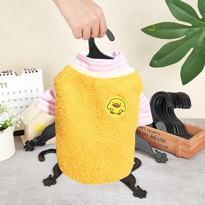 AHANDMAKER 20 Packs Pet Apparel Hangers, 7 Inch Wide Black Dog Clothes Hangers Cute Plastic Flexible Strong Paw Print Coat Hanger with Non-Slip Clips for Puppy Pet XS Small Dog Cat Puppy Pet Toddler