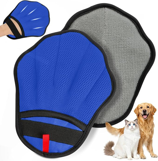 Pet Hair Removal Glove, Electrostatic Pet Hair Remover Glove for Cats & Dogs, Hair Remover Tools for Couch, Carpet, Clothing, Car Seat - Upgraded Five-Finger, Reusable, RoyalBlue+Darkgrey