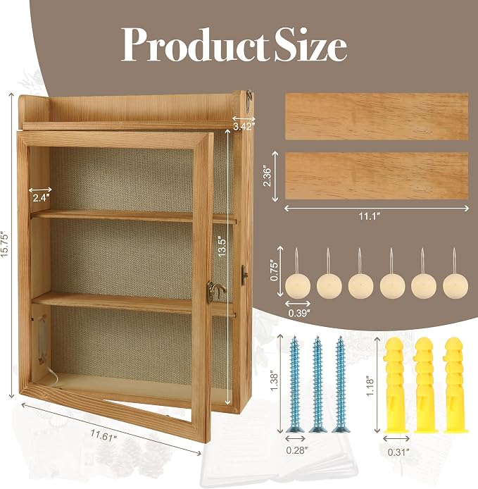 11x16 Flower Shadow Box Frame with Shelves, Rustic Wood