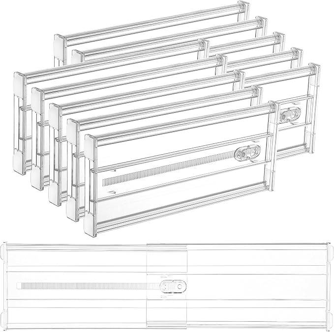 Vtopmart 6" Tall Upgrade Drawer Dividers, 12.8"-22.3" Expandable, 10 Pack | Deep Drawer Organizer, Big Drawer Separator, Clear plastic Adjustable Storage Divider for Dresser, Baby Supplies, Kitchenware