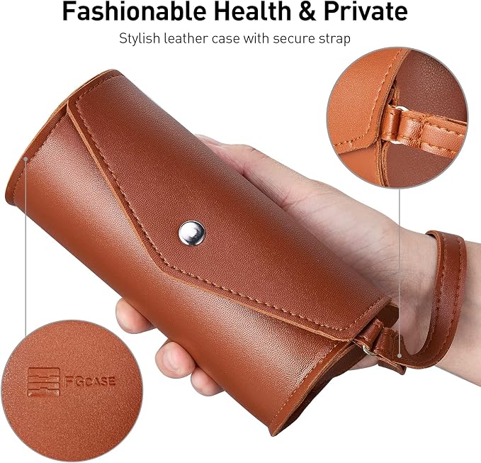 FGcase Weekly Pill Organizer 2 Times a Day Large 7 Day Rainbow Pill Box with Brown PU Leather Case Portable Travel Medication Container AM PM Pill Box for Vitamins, Fish Oils, Medicine, Supplements