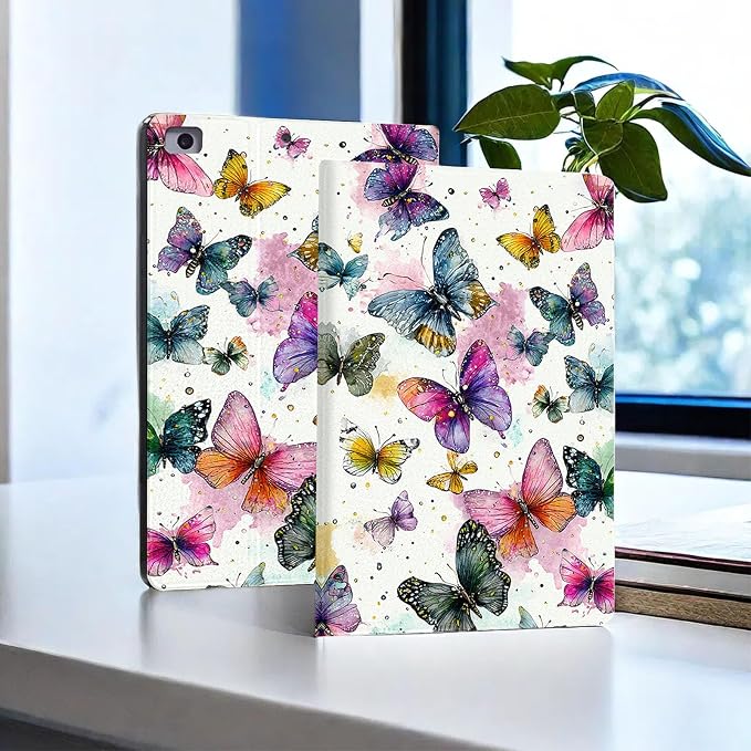 for Microsoft Surface Go 4/3/2/1-10.5" 2021 Tablet Case,Auto Wake/Sleep,Adjustable Stand Protective Cover - Watercolor Butterfly
