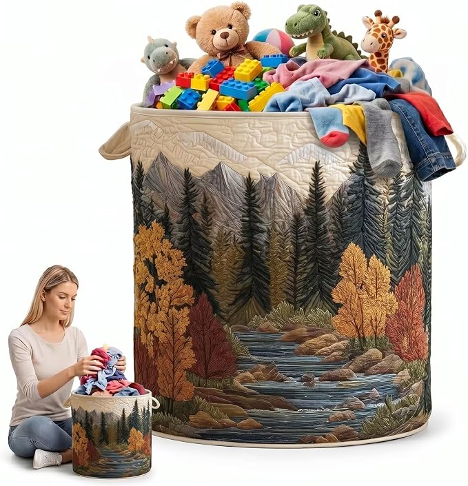 Foldable Oxford Cloth Basket,Collapsible Laundry Hamper,Lightweight Tote for Dorm, Bathroom & RV Trip(20" x 28")