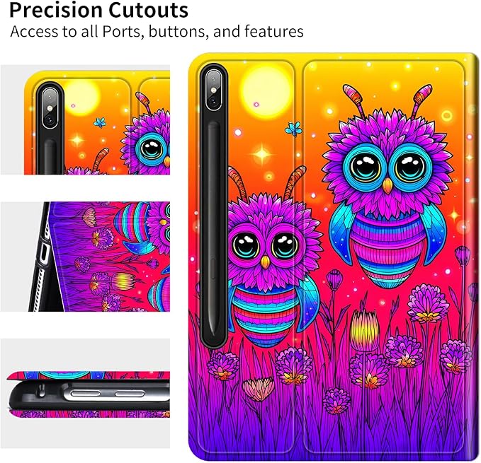 for Samsung Galaxy Tab S6 Lite 10.4 Inch 2024/2022/2020 Case | Slim Leather Smart Cover with Multi-Angle Anti-Slip Stand [Auto Wake/Sleep] Shell for Women Men, Honey Sunset