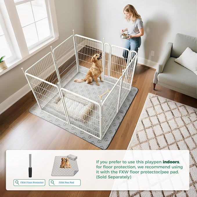 FXW Rollick Dog Playpen, Indoor, Yard & RV Camping, 40" H, 8 Panels | Easy setup, Heavy-duty, DIY layouts, for Medium & Large Dogs, Patented