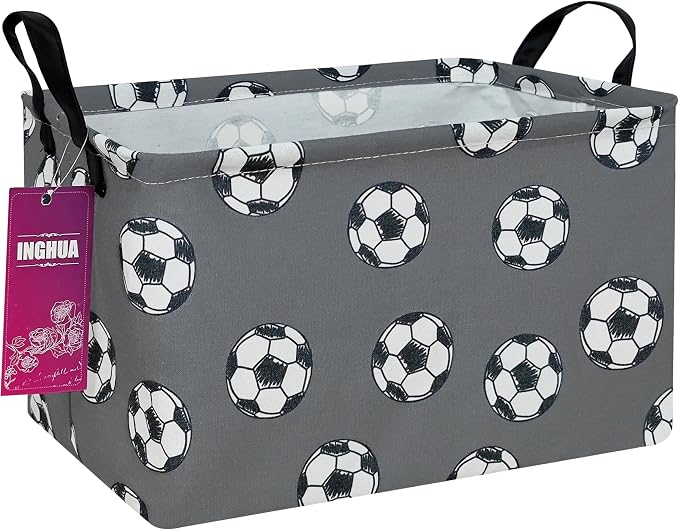 Rectangular Football Storage Basket | Gifts Bag for Toys,Books,Clothes,Gifts,Pets-Perfect for Home,Office,Nursery,Dorm,Shelf