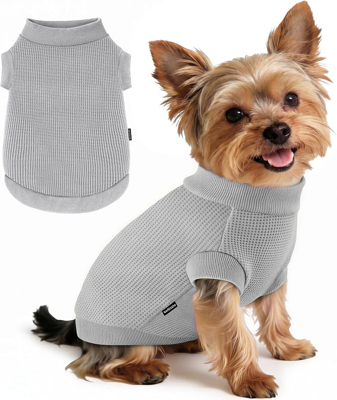 1 Pack Dog Shirt for Small Supplies Functional Waffle Dog Clothes Warm Soft Sweatshirt Outfit for Dogs Cats Pet Apparel