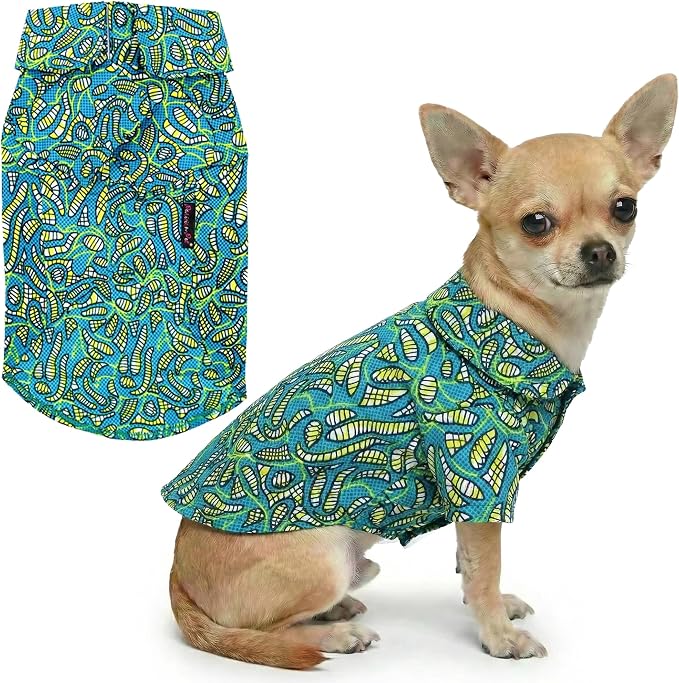 Parisian Pet Tribal Dog Shirt - Cotton Clothes for Small Dogs - Stylish Tropical Dog Outfit - Lightweight and Soft Puppy Clothes - Trendy Tshirts for Dogs - Comfortable Summer Camp Pet Apparel