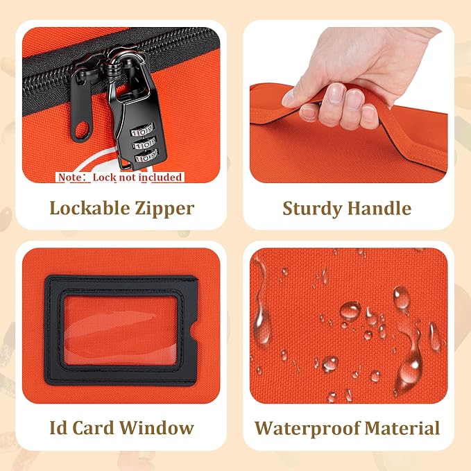 Dual Layers Medicine Organizer, Lockable Travel Pill Bag, Orange | Adjustable dividers for neat pill organization. Durable zippers & portable design suit daily use, travel or first aid kit