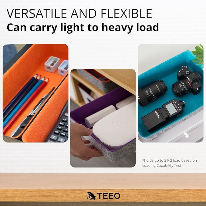 Teeo - Drawer Dividers Organizers - Makeup Trays for Vanity - Drawers Organizer - Office Drawer Organizer - Home Office Desk Cosmetic Bins Dividers Box Compartment Organization - Pack of 5, Orange