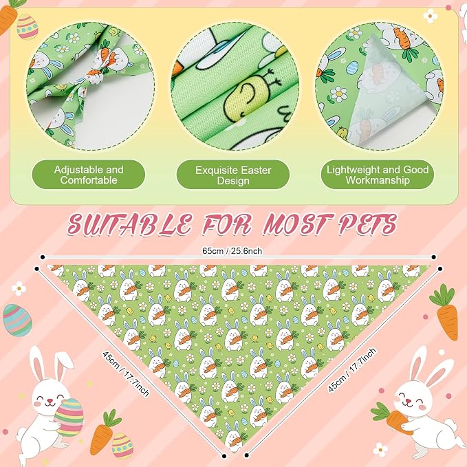 200 Pcs Spring Dog Bandanas Bulk Bunny Egg Carrot Bandanas for Dogs Triangle Kerchief Bibs Scarf Set for Pet Easter Costume Photo Props Accessories Pet Shops, 25 Styles (25.6 x 17.7 x 17.7)