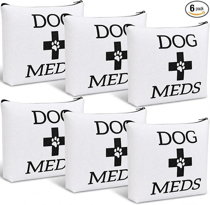 Aliceset 6 Pack Dog Medicine Bag Vet Tech Travel Gifts Backpacks | First Aid Kit Essential Organizer Storage, Pet Emergency Supply Med Pouch with Zipper, for Dog Pet Mom Lover Travel Gift
