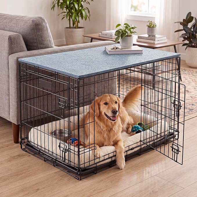Chumia Felt Gray Dog Crate Topper Kennel Lid 48 Inch Foldable Felt Board Pet Crate Topper Decorative for Indoor Home Decor Storage Tabletop Use