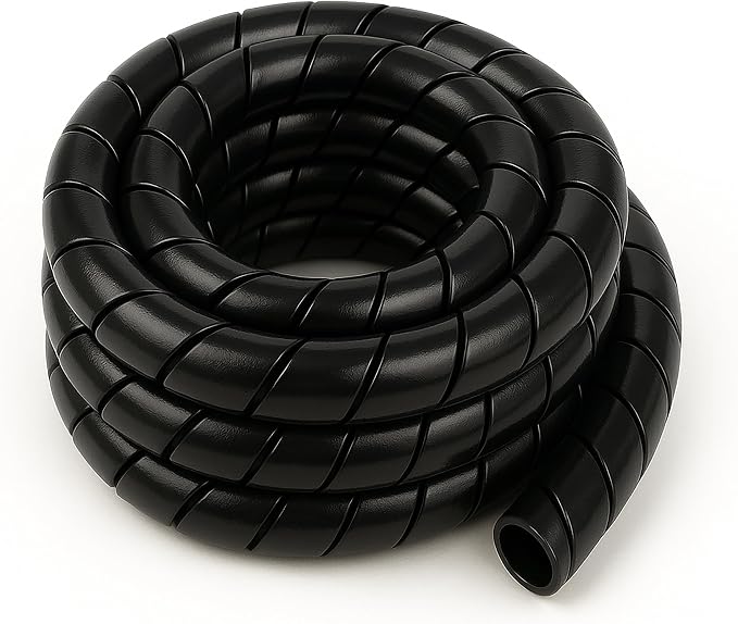 Electriduct 5/8 Inch Heavy Duty Spiral Wrap HDPE Flexible Plastic Cable Sleeve Hose Protector 50 Feet - Black
