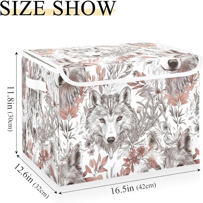 Aesthetic Wolf White Leaf Storage Box Organizers And Storage With Lid for Pack Living Room