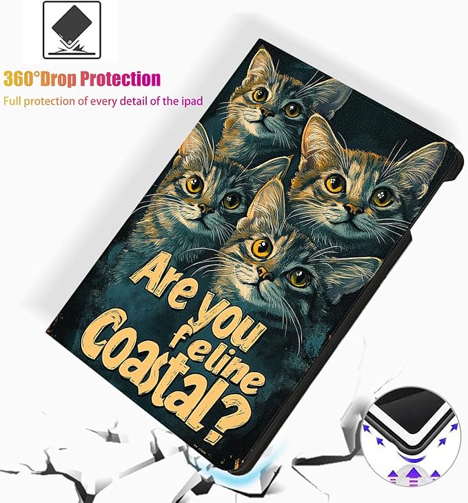 for Microsoft Surface Pro 11/10/9-13" 2024/2022 Tablet Case,Auto Wake/Sleep,Adjustable Stand Protective Cover - Cat Pattern