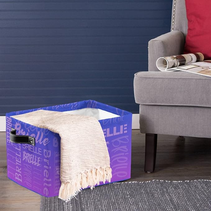 Personalized Storage Bins with Name Custom Kids Storage Basket Cubes Organizer with Handles for Organizing Boys and Girls Toys Shelf Closet Nursery Baskets Boxes, 1 Pack