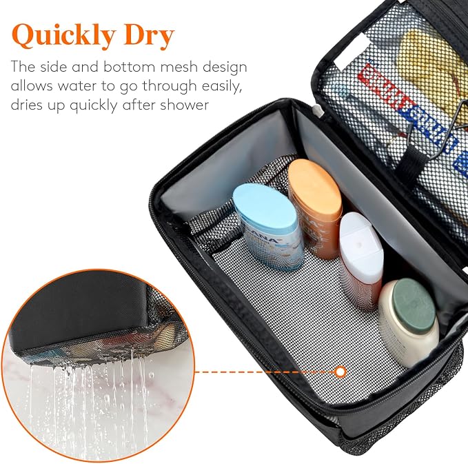 Lifewit Shower Bag Mesh Shower Caddy Portable College Dorm Room Essentials Tote Bag for Bathroom, Gym, Travel, Camping Quick Dry Hanging Shower Organizer Basket Toiletry Bag, Medium, Black | Portable, Quick Dry, College Dorm Room Essentials, Tote Bag f...
