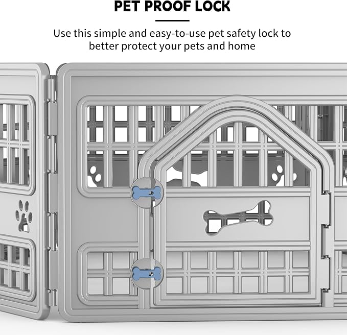 Dog PlayPen Indoor,12-Panel Puppy Playpen Outdoor Waterproof,Heavy Resin Dog Fence for Small Medium Large Extra Dogs,Foldable in Half(125.3 * 125.3 * 23.82in)