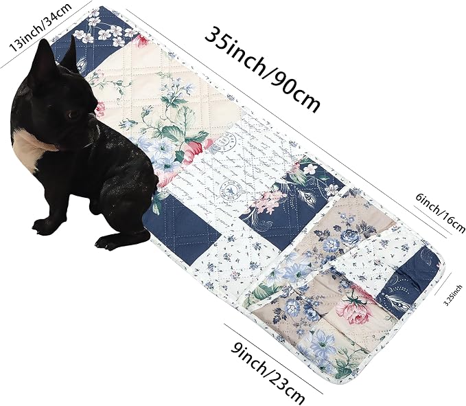 Brilliant Sunshine Vintage Indigo Roses Couch Armrest Cover, 35"×13" | Washable Magazine Holder, Armrest Organizer & Caddy on Sofa, Recliner, Armchair, Storage for Remote Controls, Phone, iPad