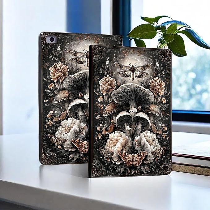 for Microsoft Surface Go 4/3/2/1-10.5" 2021 Tablet Case,Auto Wake/Sleep,Adjustable Stand Protective Cover - Mushroom Flower Vintage