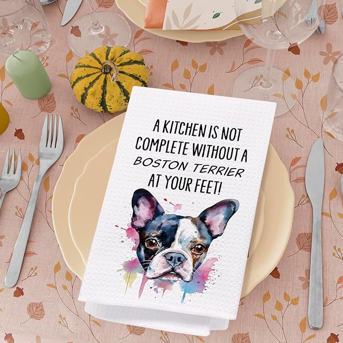 SPBL&L Boston Terrier Gifts for Women,Boston Terrier Decor Kitchen Bathroom Hand Dish Towels Set of 4,16x24 Inches