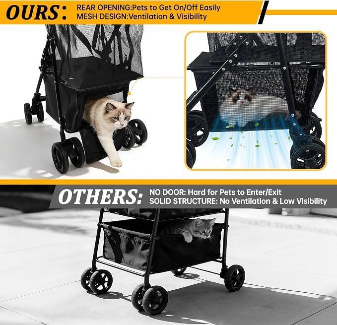 2-in-1 Folding Shopping Cart & Pet Stroller 110 LB Grocery Cart | 112L Large Personal Shopping Cart with Removable Basket, Portable Utility Cart for Groceries, Laundry, Camping & Pet Travel