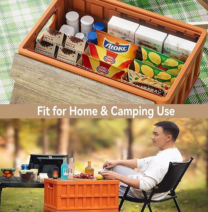 VIMI 50L Collapsible Storage Bins with Lids Stackable Utility Crates with Handles Plastic Large Folding Containers for Organizing Tools,Books,Food,Drinks,Camping&Transport(Muted Red-3 Packs)