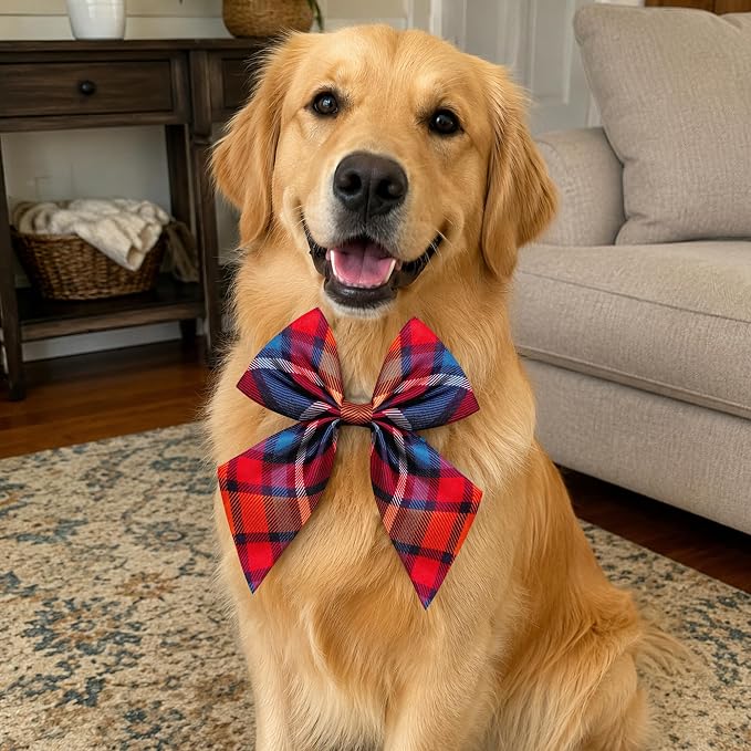 PET SHOW 10 Pack Plaid Sailor Dog Bowties for Large Dogs
