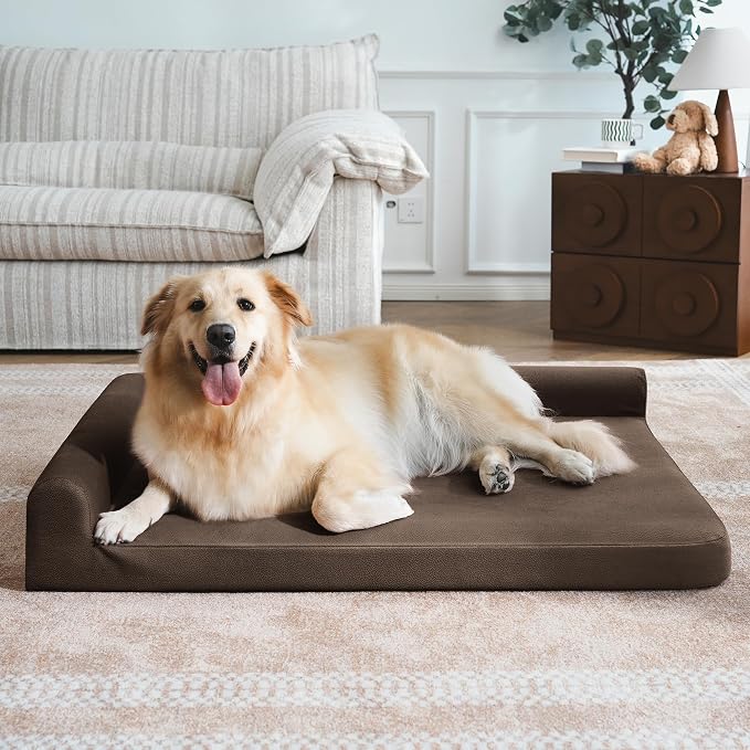 Gel Memory & High-Density Foam Orthopedic Dog Bed 44x32x7.5 Large | | Double Waterproof Cover | Machine Washable | Non-Slip Base | Fur-Resistant Tech Fabric