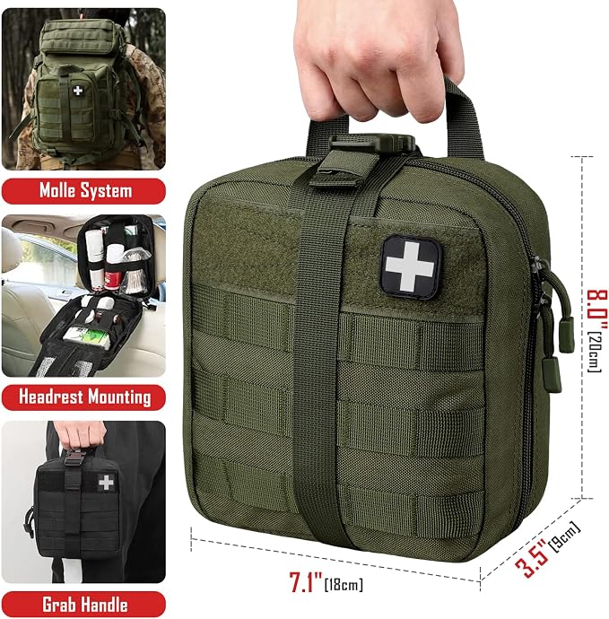 LIVANS 1000D First Aid Bag Empty, Medical Ifak Pouch for Emergency & EMT | Molle Compatible, Rip-Away & Quick-Release Design, Versatile for Tactical, Camping, Hiking and Travel