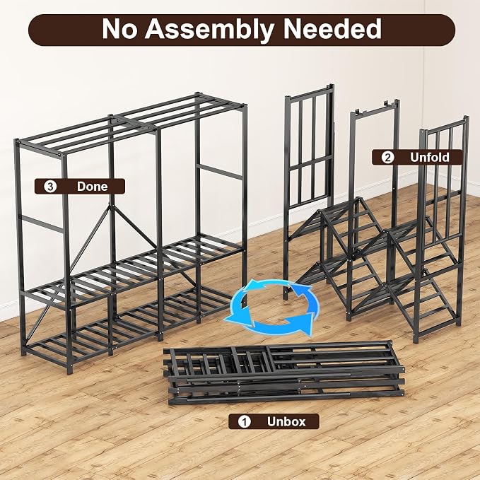 Umeiga Heavy Duty Portable Closet with Cover 1200Ibs Foldable Covered Clothes Rack for Hanging Armoire Wardrobe Closet System Freestanding Coat Storage Garment Racks (150cm/59in Gray)