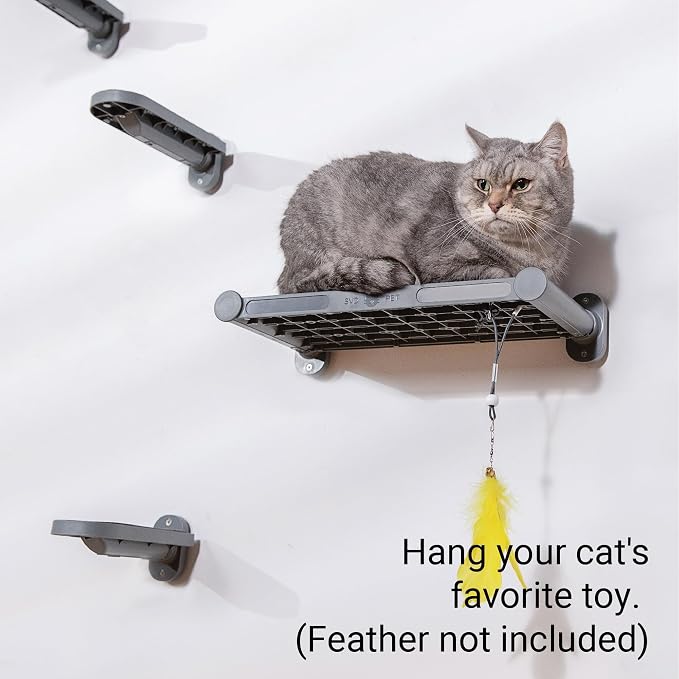 Cat Wall Shelves, 17" x 8" Wall Furniture with Felt Pad, Modern Design, Easy to Install & Clean, Cat Perch for Sleeping & Playing (Dark Grey)
