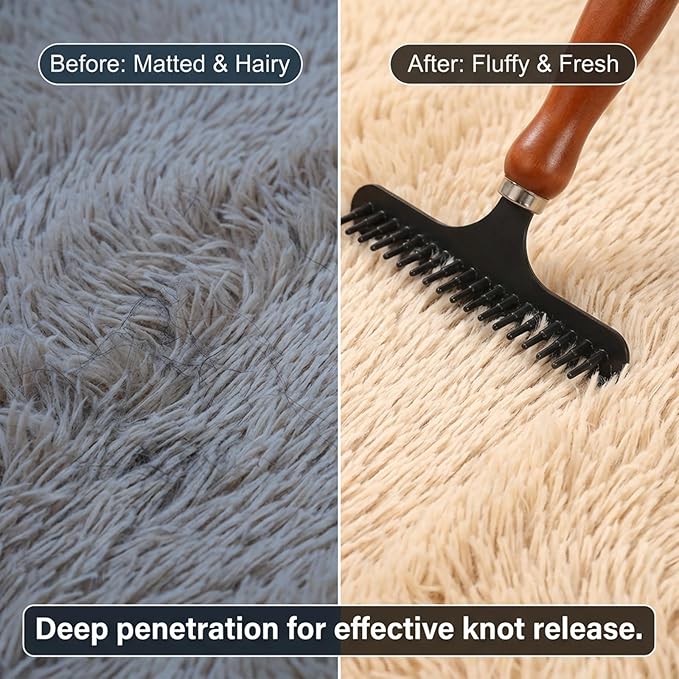 Portable Carpet Rake Hand Held Carpet Rake for Restoration Matted & Shag Rug Groomer and Hair Cleaner Suitable for Carpets Making Carpets Fluffy Again (5.6 x 4.3 inches 1 Piece)