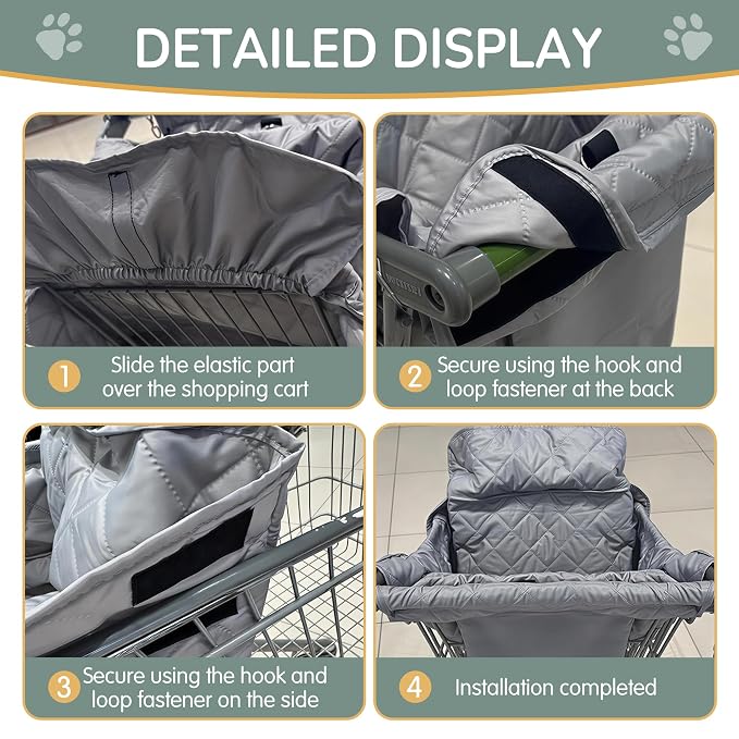 Portable Shopping Cart Cover for Dogs | Grocery Cart Cover with Carry Bag for Pets, Secured with Velcro, Soft, Comfortable and Waterproof, Easy to Clean