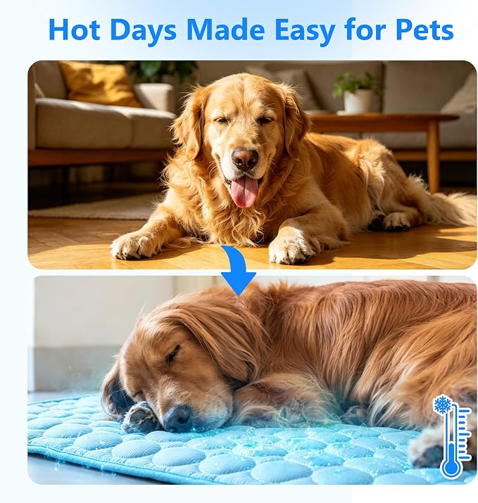 MCEAST 2 Pcs Dog Cooling Mat 39" x 27.5" Self Cooling Pad for Dogs & Cats Non-slip Cool-Chill Mats Summer Pet Blanket with Storage Bag Washable & Portable Cool Pet Pad for Floor Sofa Car Travel, Large