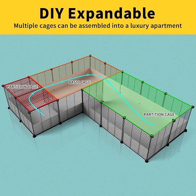 Oneluck Guinea Pig Cage, Indoor Habitat with Waterproof Plastic Bottom, Playpen for Small Pet Bunny, Turtle, Hamster, Partition cage