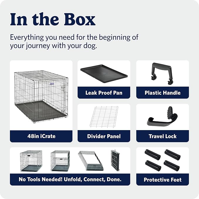 Midwest 48-Inch Single Door iCrate, for Extra-Large Breeds, 90-110 lbs