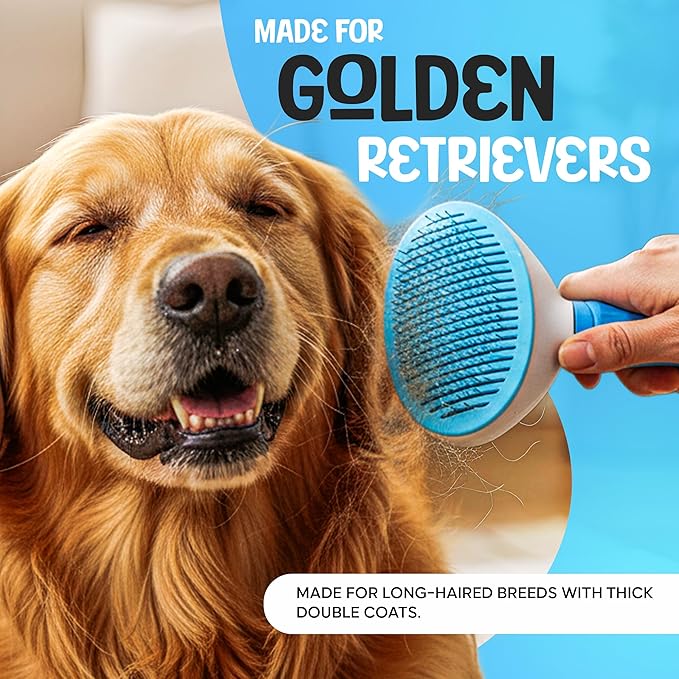 Golden Retriever Dog Brush - Double-Sided Grooming Tool for Shedding & Detangling | Gentle Deshedding & Dematting for Thick Coats | Premium Pet Brush for Long-Haired Dogs