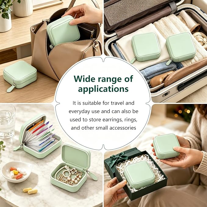 Waterproof Pill Organizer Set, Waterproof Pill Pouch Set for Travel, Pill Storage with 14 Color-Coded Pouches and Zipper, Reusable Travel Medicine Organizer for Vitamins Supplements Fish Oils (Green)