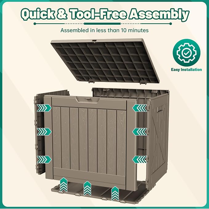Devoko 40 Gallon Deck Box Lockable Outdoor Storage Box Waterproof for Patio | Weatherproof Use Indoors Outdoors, Holds Patio Cushions, Garden Tools & Pool Supplies, Easy 15-min assembly.
